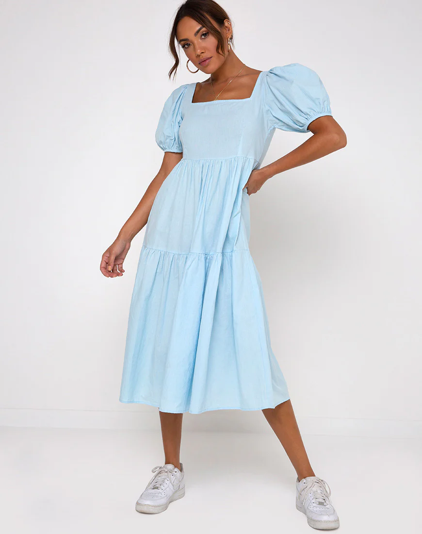 Rachel Midi Dress in Sky Blue - Image 3