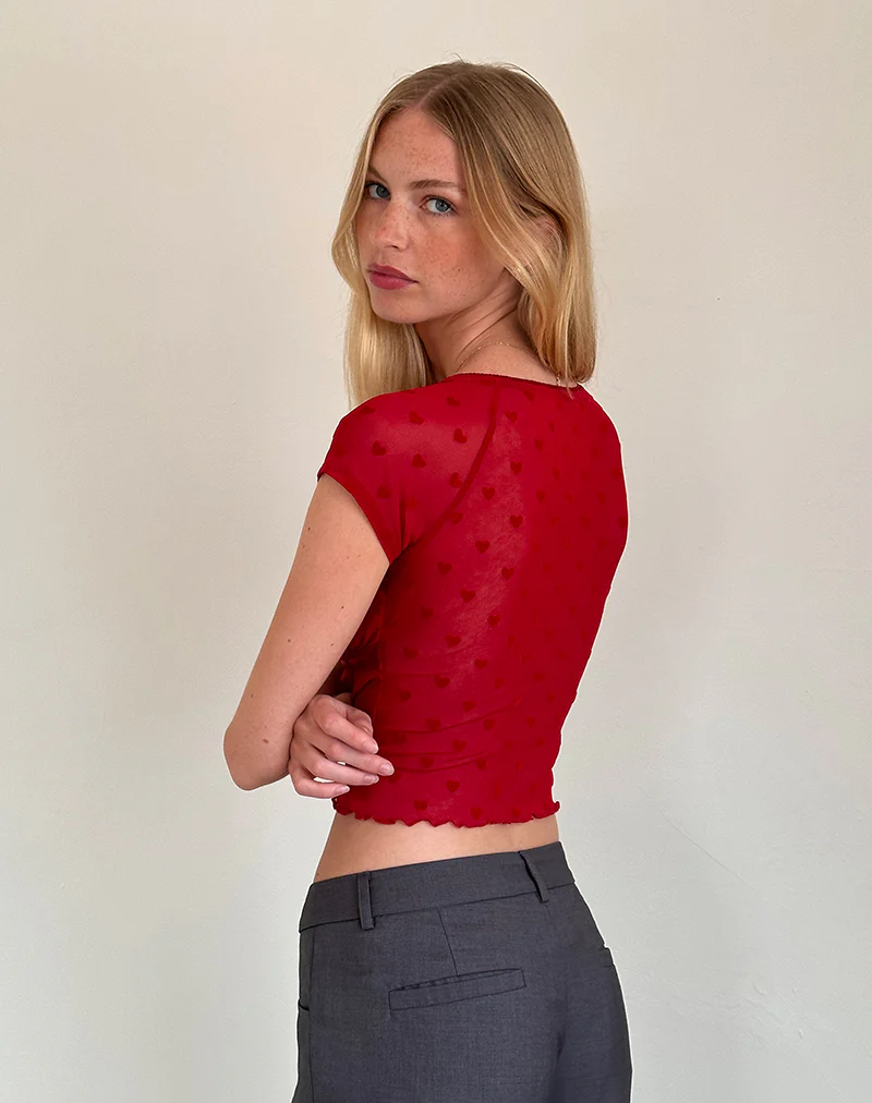 Rada Top in Red Heart Flocked Mesh - Image 5