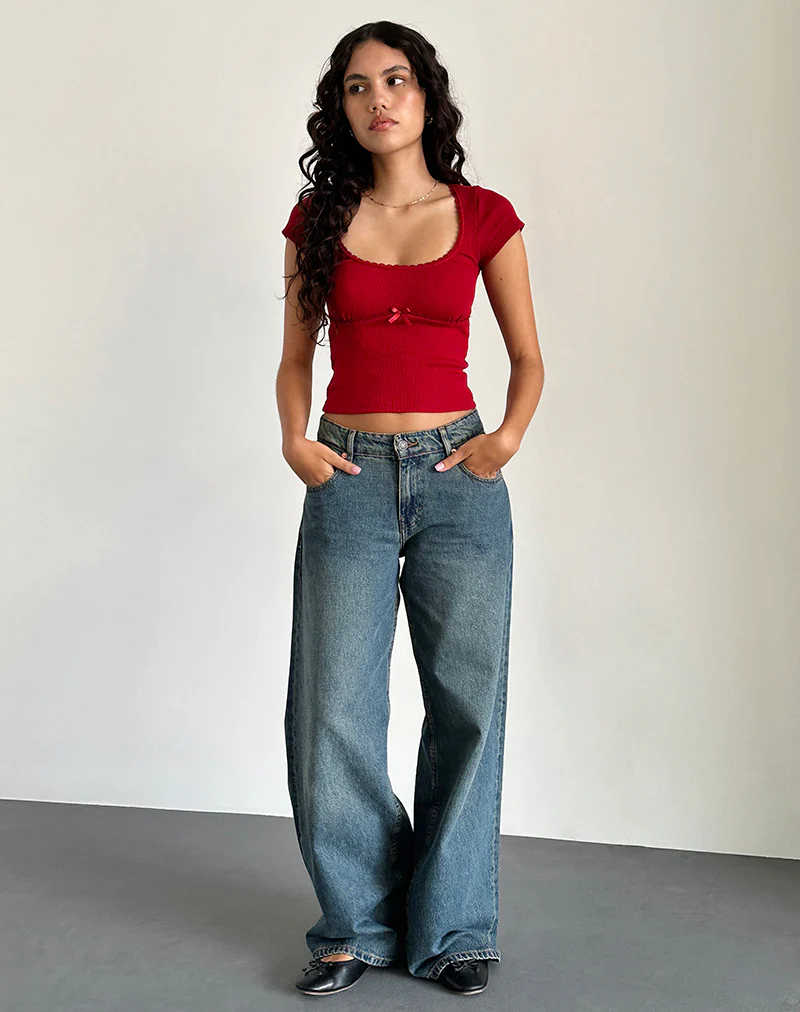 Rada Top in Rib Adrenaline Red - Image 3