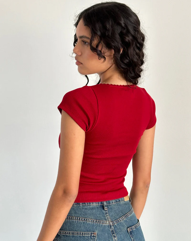 Rada Top in Rib Adrenaline Red - Image 5