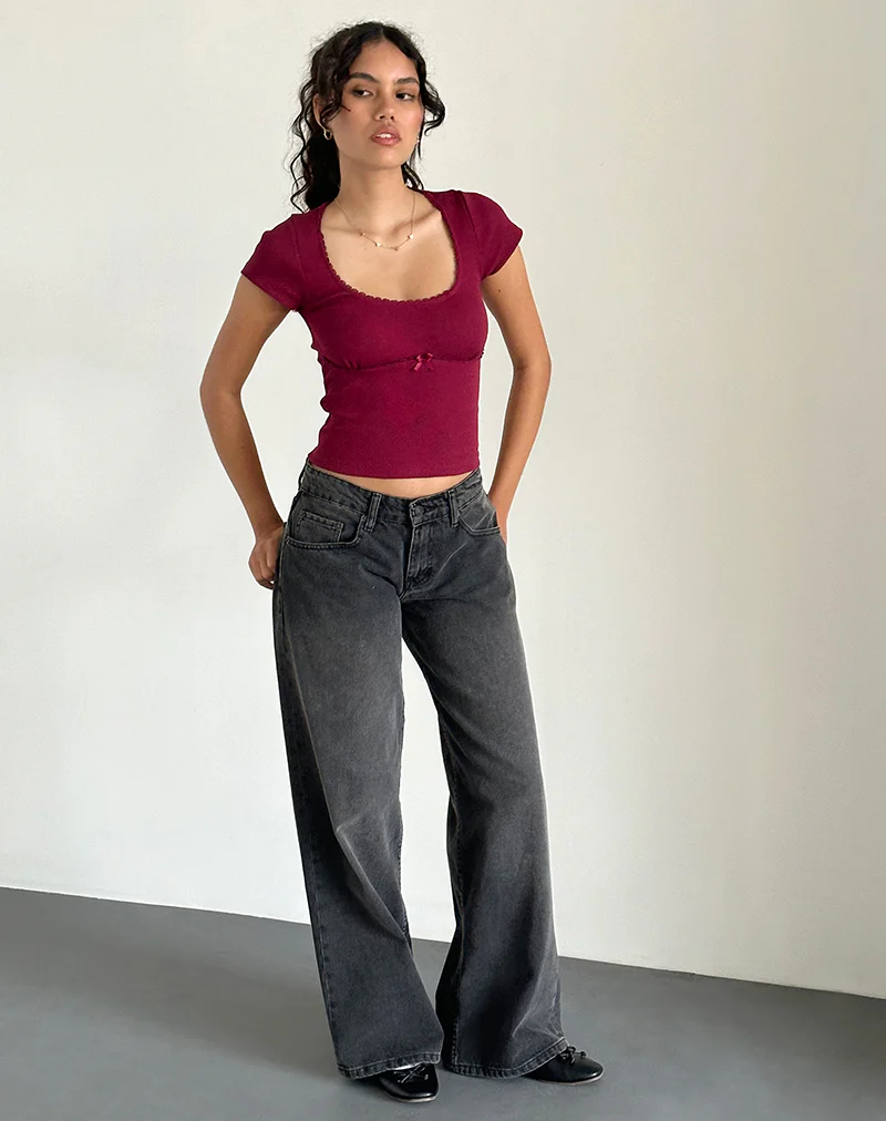 Rada Top in Rib Burgundy - Image 3