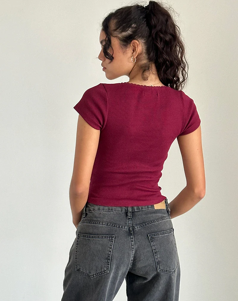 Rada Top in Rib Burgundy - Image 4