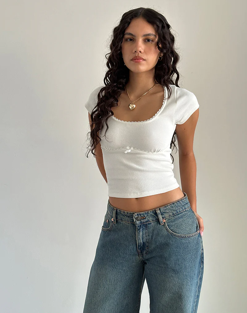 Rada Top in Rib Off White - Image 4