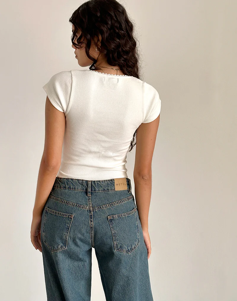 Rada Top in Rib Off White - Image 5
