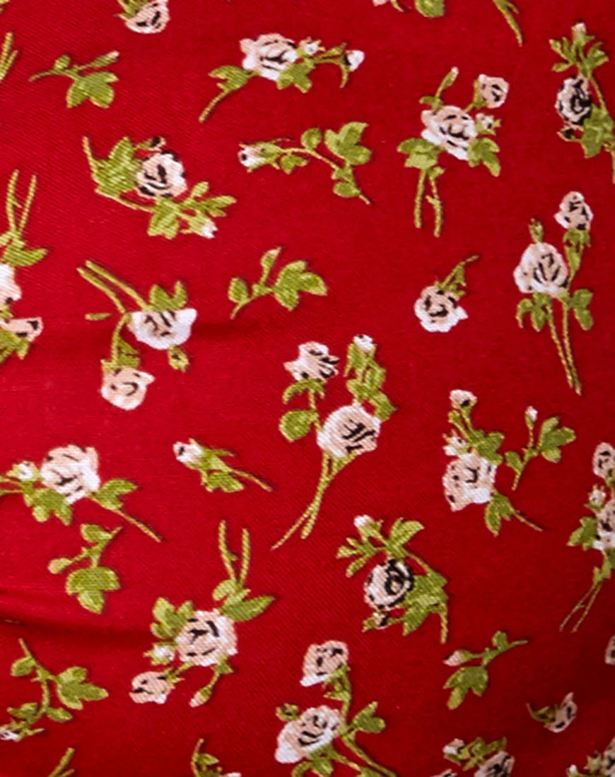 Raeto Crop Top in Falling For You Floral Red - Image 6