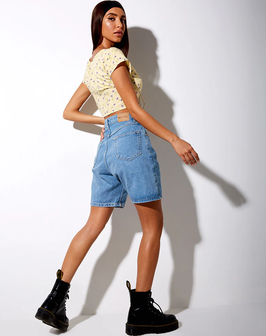 Raeto Crop Top in Wild Flower Lemon Drop - Image 4