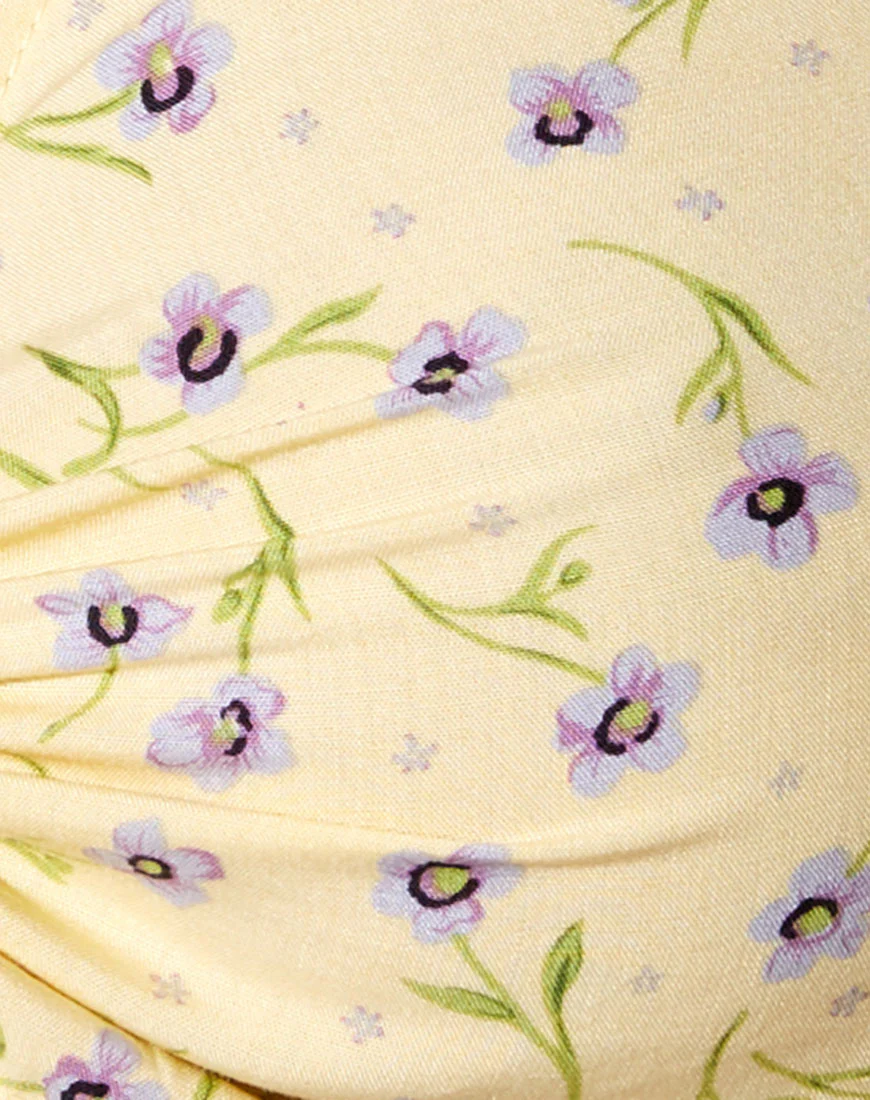 Raeto Crop Top in Wild Flower Lemon Drop - Image 5