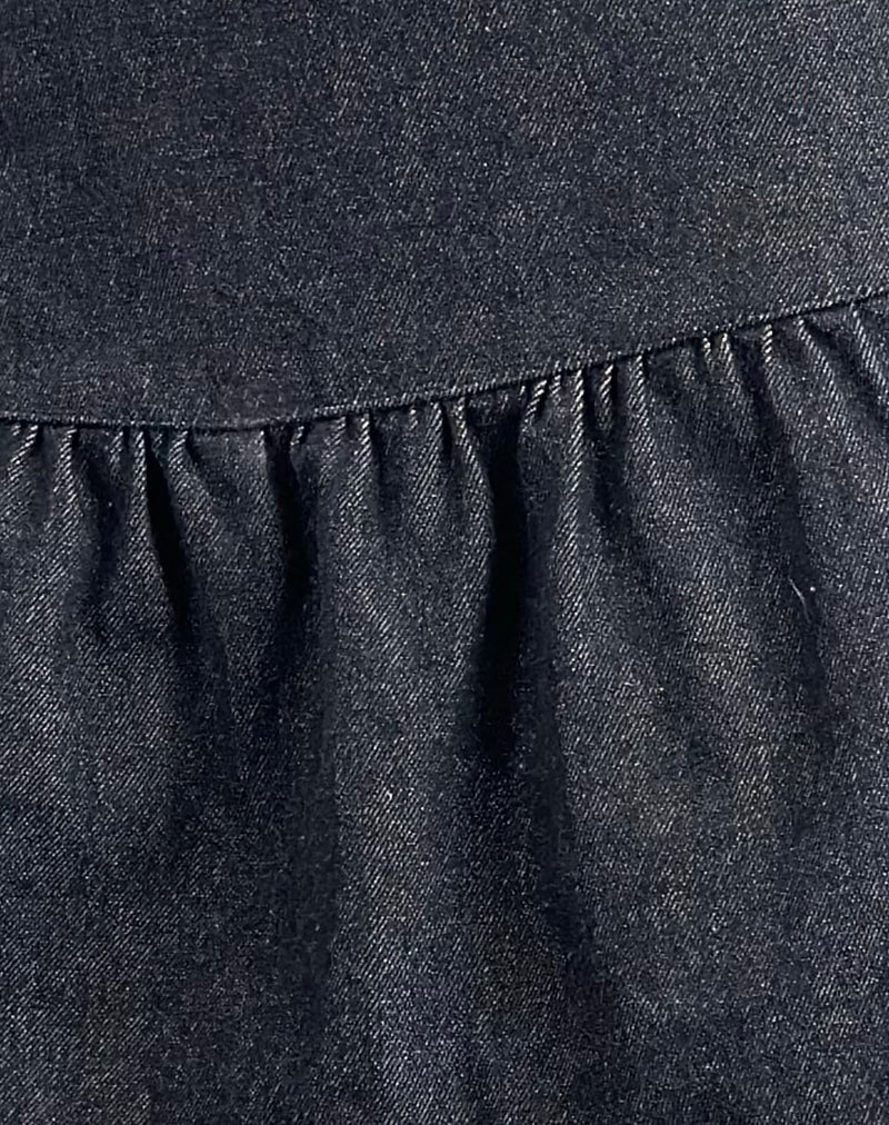 Raffita Mini Skirt in Black Denim Chambray - Image 6
