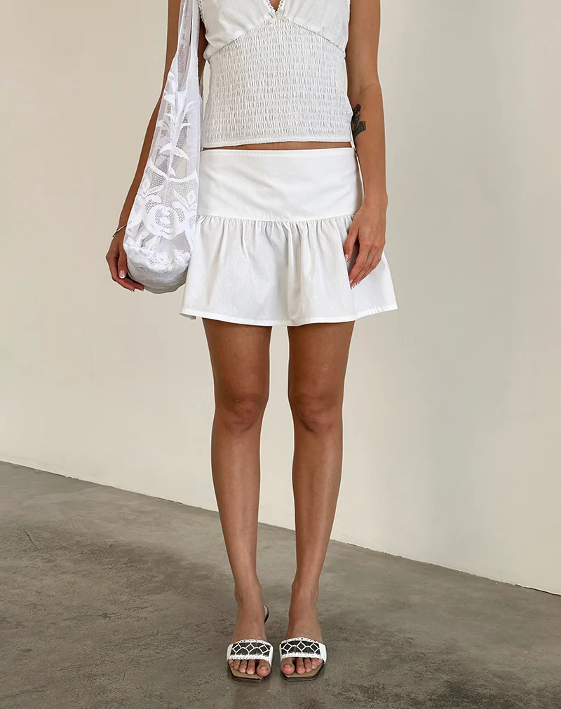 Raffita Mini Skirt in Poplin White - Image 3