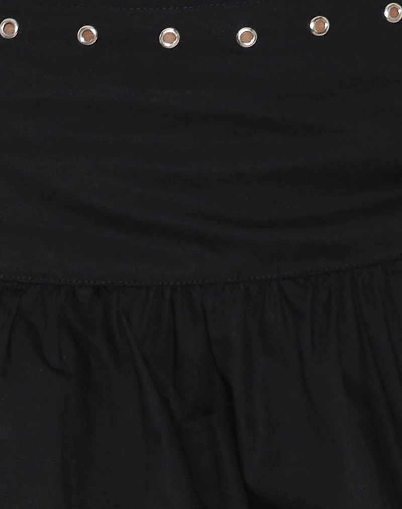Rafiya Skirt in Black with Eyelets - Image 7