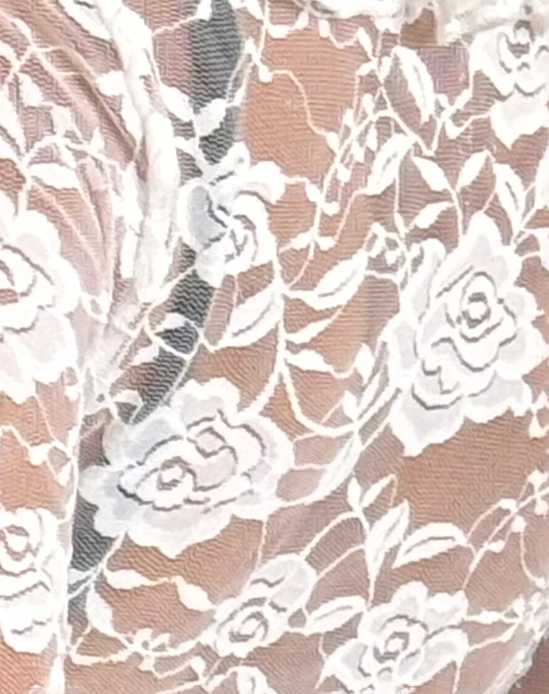 Raine Unlined Cardigan in Ivory Big Rose Lace - Image 6