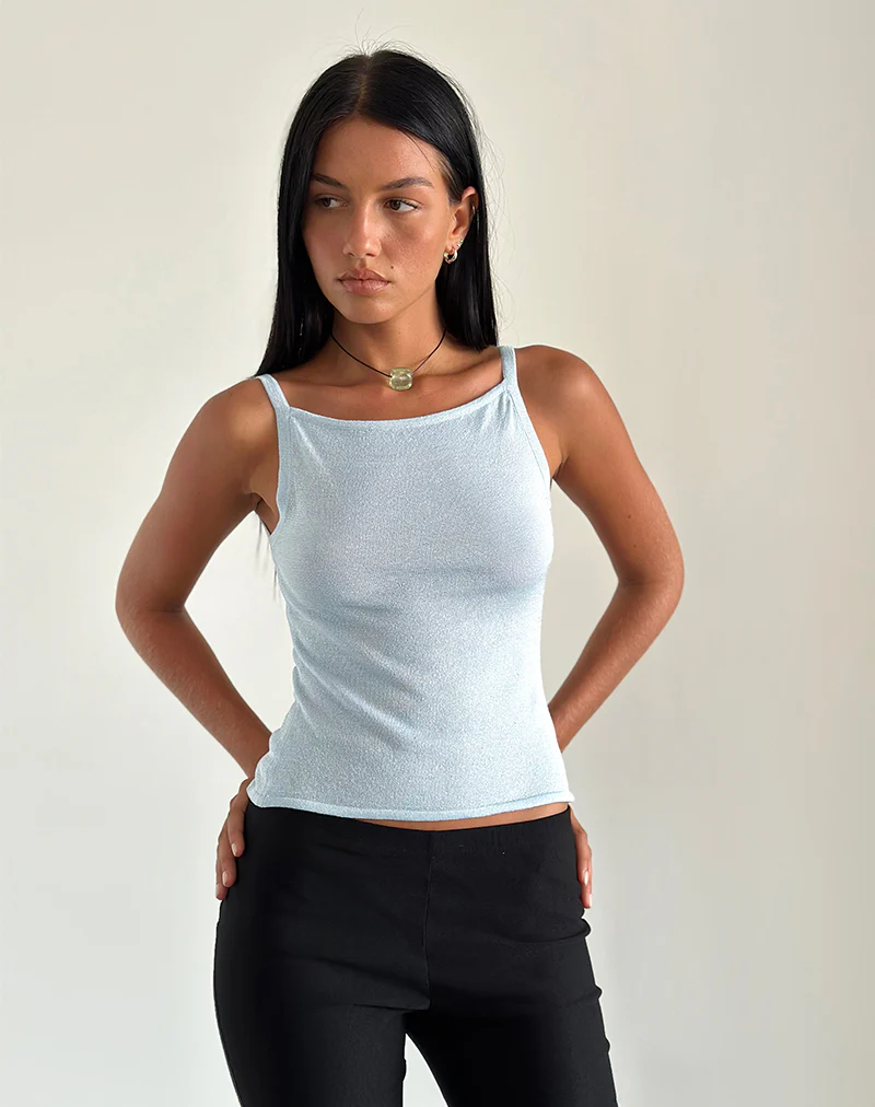 Raiya Vest Top in Baby Blue - Image 4