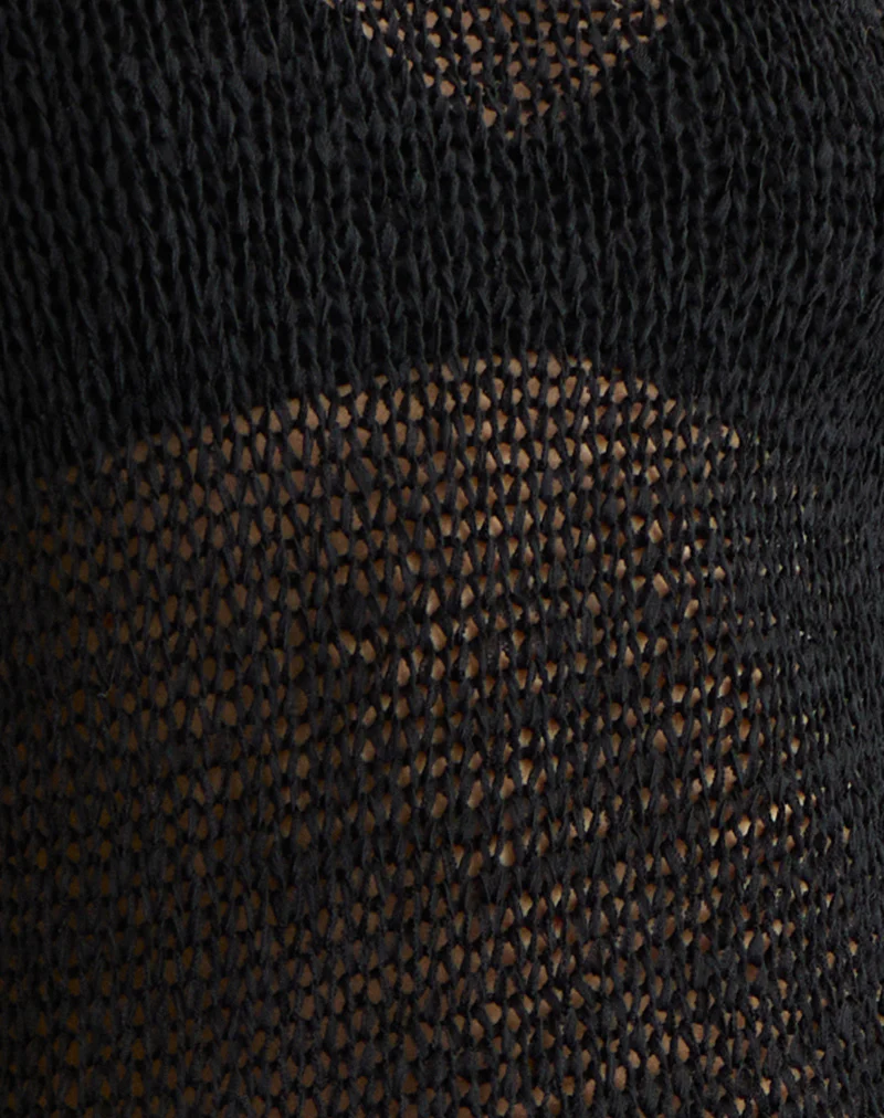 Rajiya Open Weave Jumper in Black - Image 7