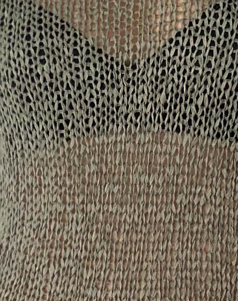 Rajiya Open Weave Jumper in Olive - Image 6