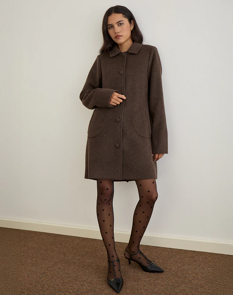 Rakai Pea Coat in Chocolate Wool - Image 5