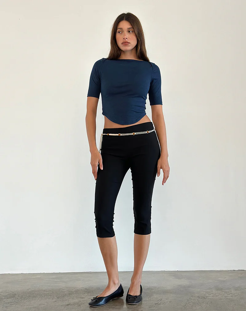 Ralda Curved Jersey Tee in Navy - Image 2