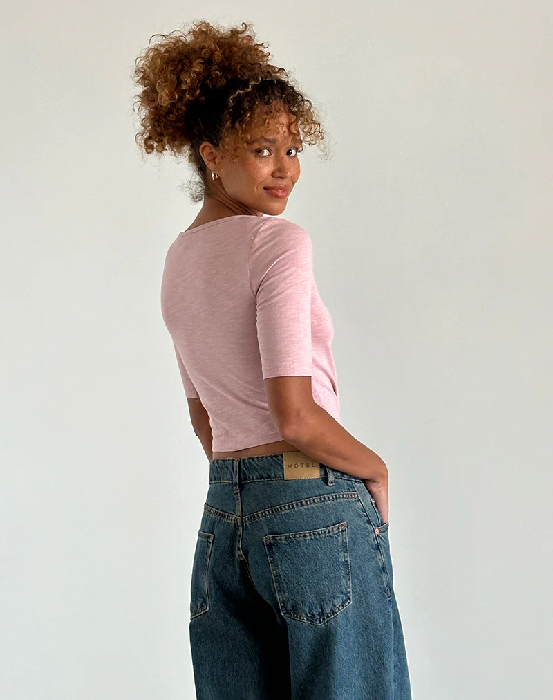 Ralda Curved Jersey Tee in Pink Lady - Image 4