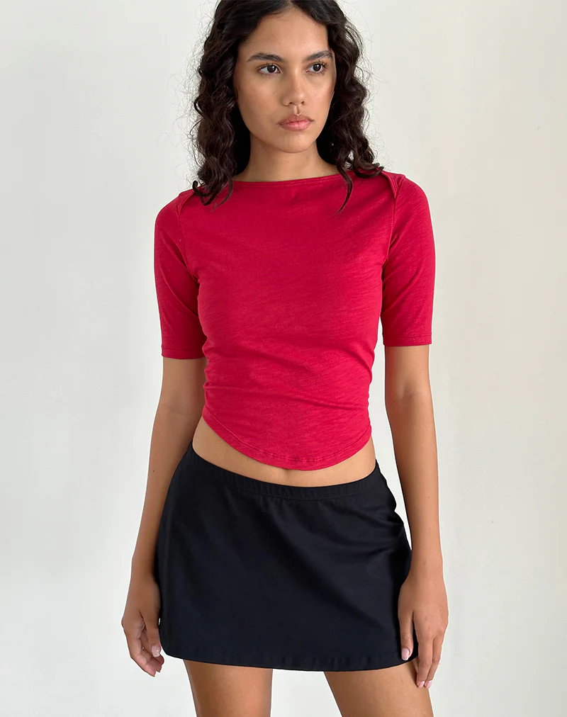 Ralda Curved Jersey Tee in Adrenaline Red - Image 2
