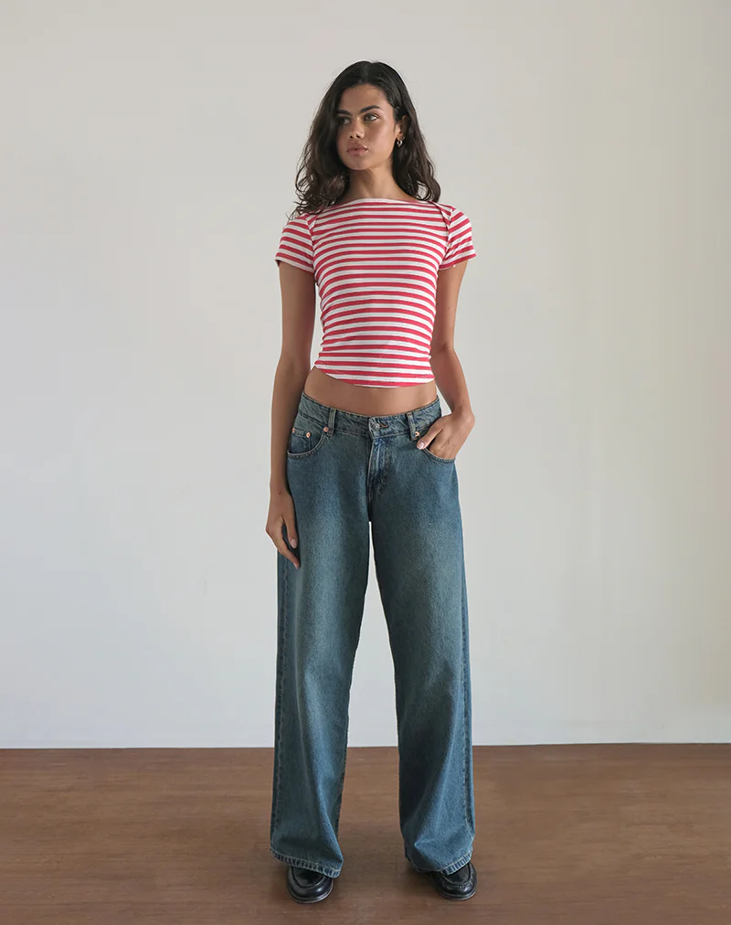 Ralina Top in Red and White Stripe - Image 4