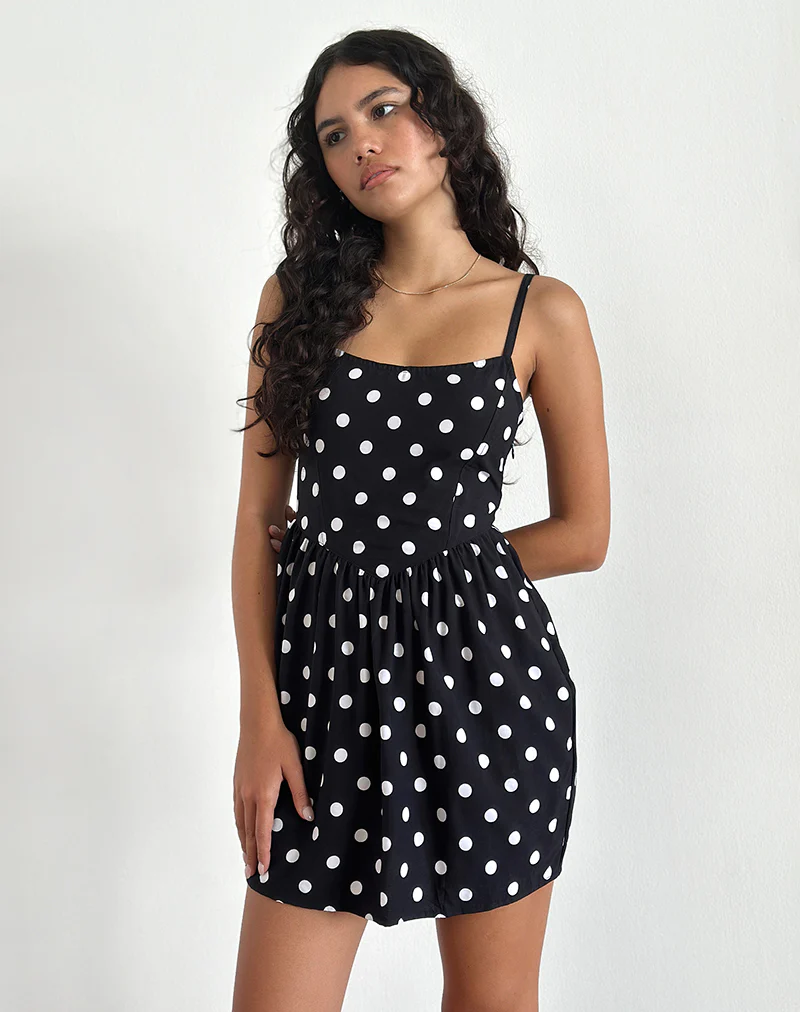 Ramana Mini Dress in 80s Polka Black - Image 2