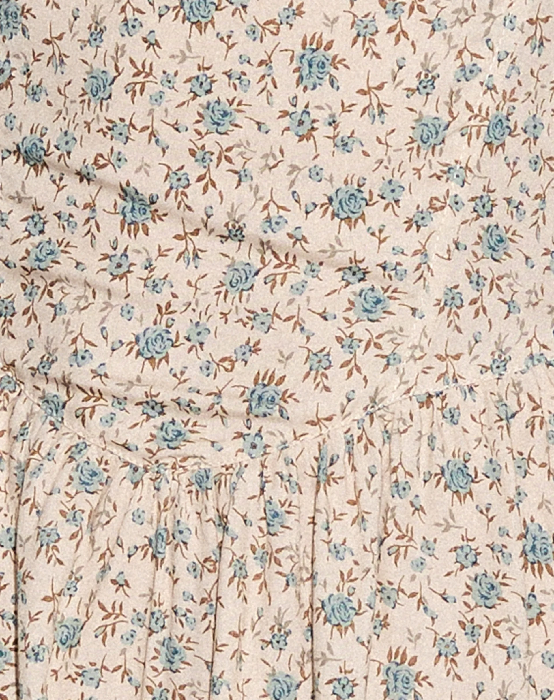 Ramone Mini Dress in Antique Blue Floral Ivory - Image 6