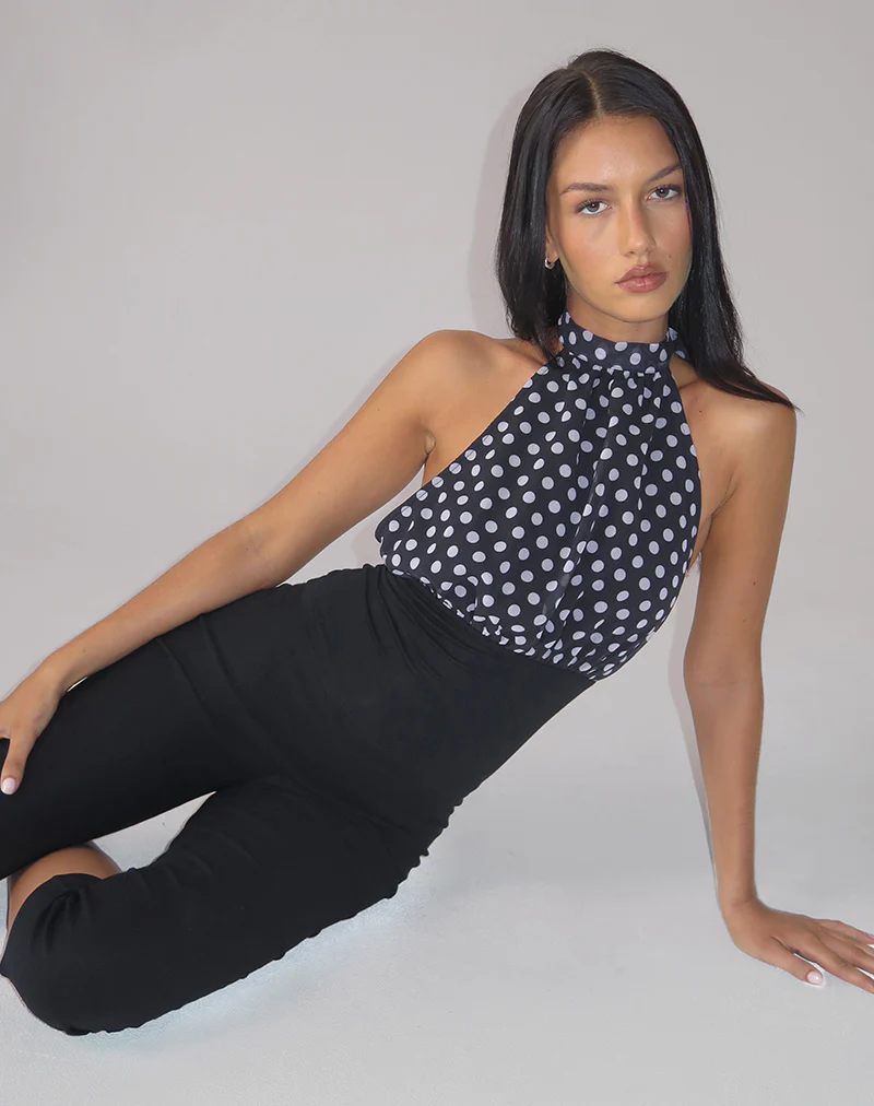 Rania Backless Top in Basic Polka Black - Image 2