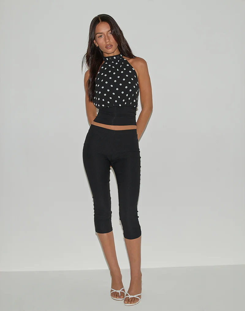 Rania Backless Top in Polka Dot Black and White - Image 2