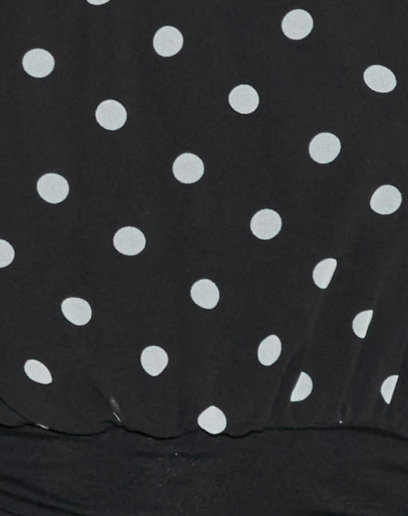 Rania Backless Top in Polka Dot Black and White - Image 5