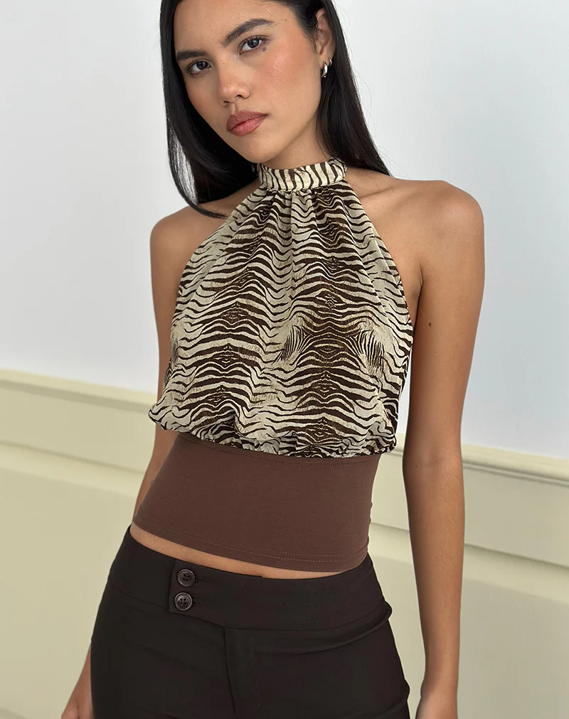 Rania Top in Chiffon Wild Animal Align Brown - Image 2