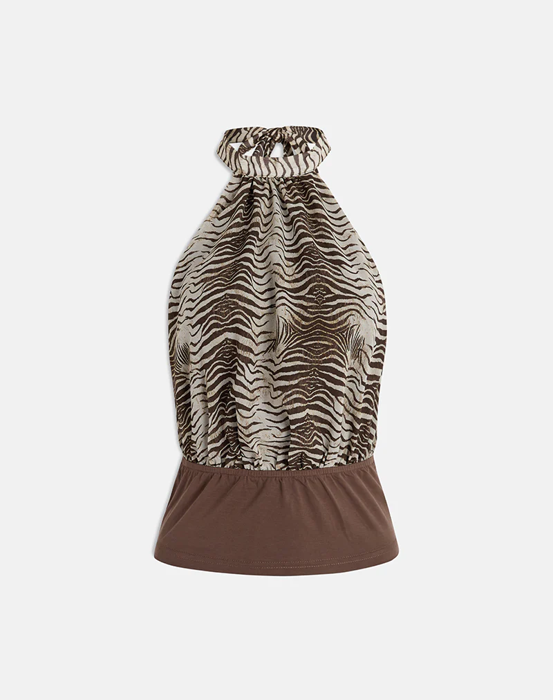 Rania Top in Chiffon Wild Animal Align Brown - Image 4