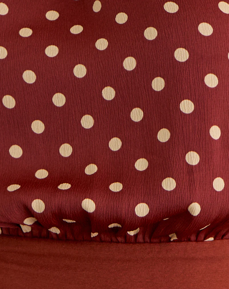 Rania Backless Top in Polka Burnt Red - Image 6