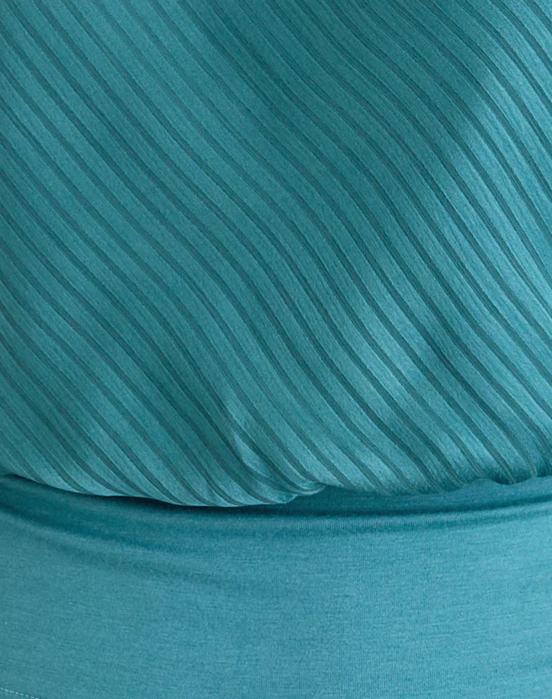 Rania Backless Top in Stripe Satin Teal - Image 6