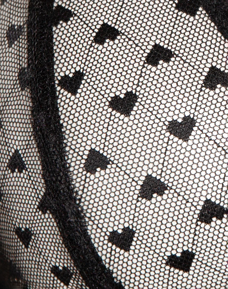 Ranu Thong in Black Lace with Heart Embroidery - Image 7