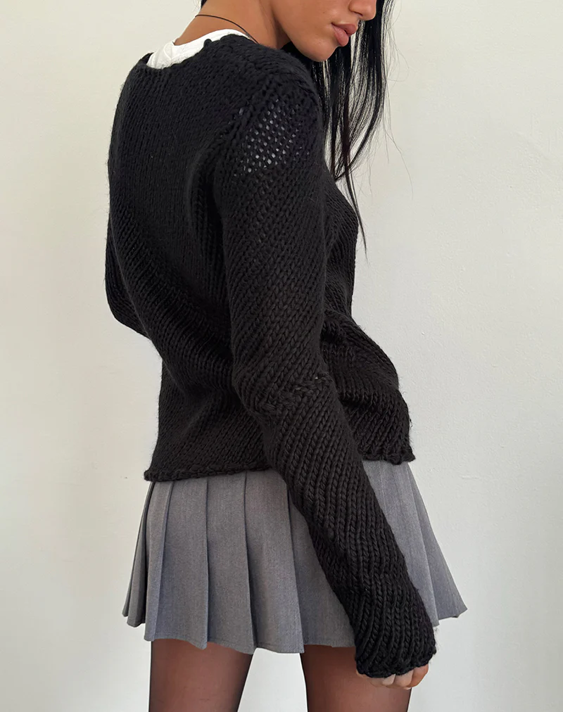 Ranvir Knitted Jumper in Black - Image 4