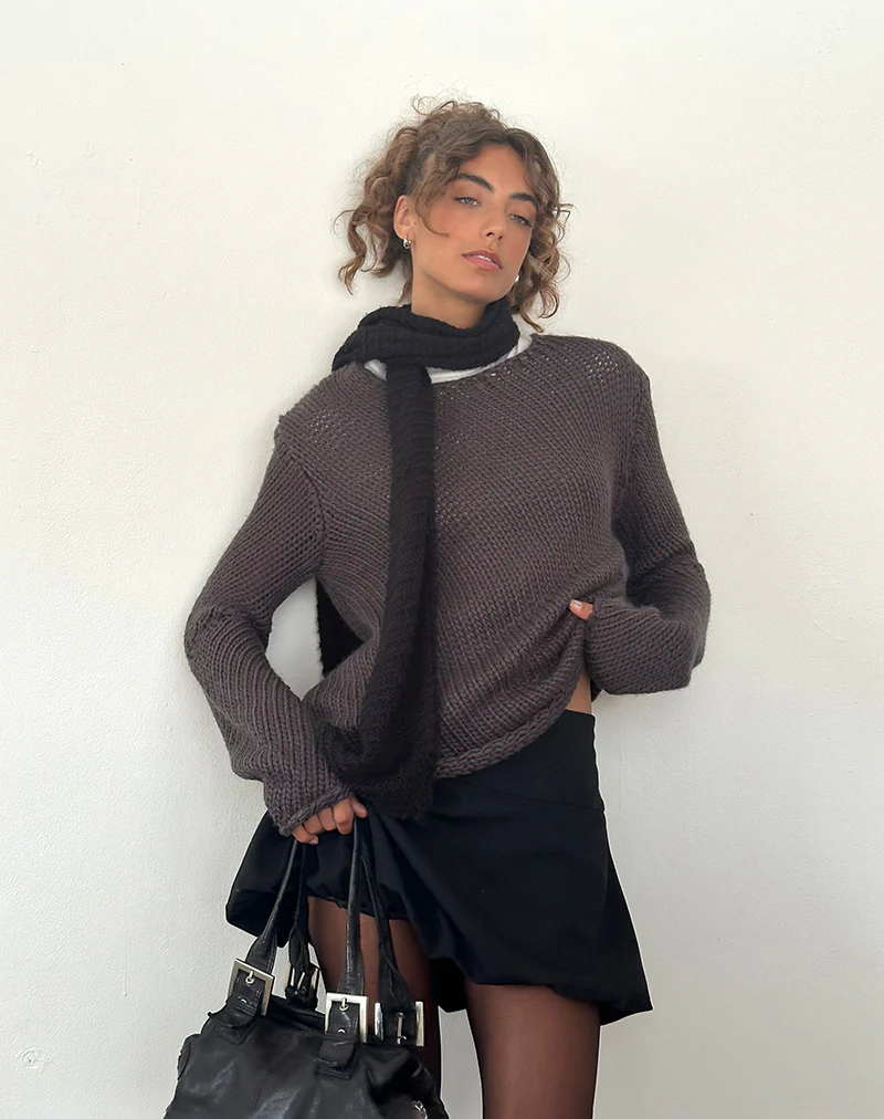 Ranvir Knitted Jumper in Charcoal - Image 3