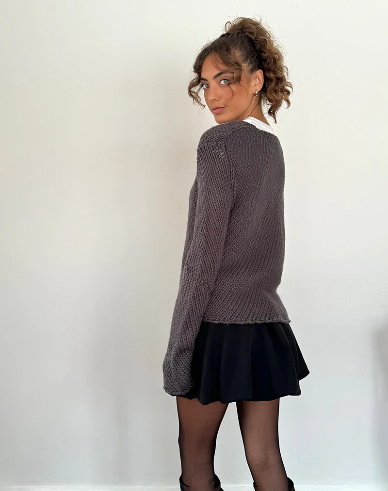 Ranvir Knitted Jumper in Charcoal - Image 5