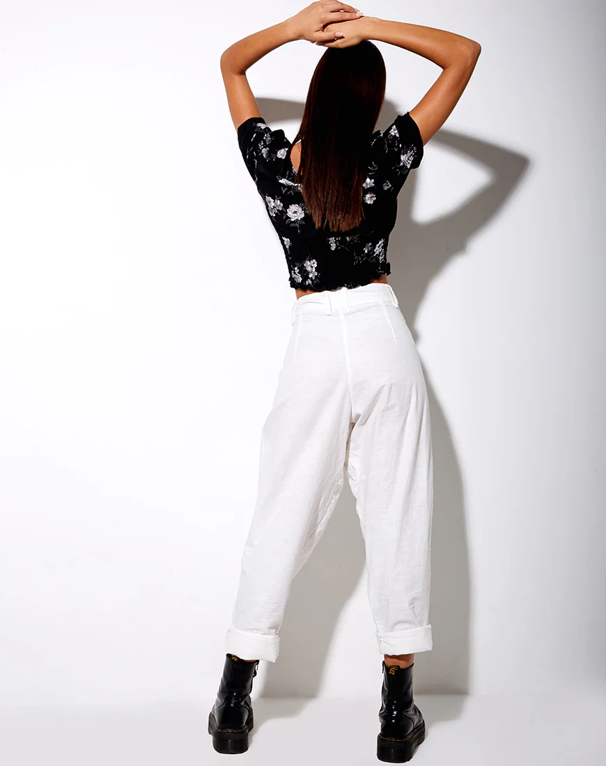Raquel Crop Top in Mono Flower Black - Image 4