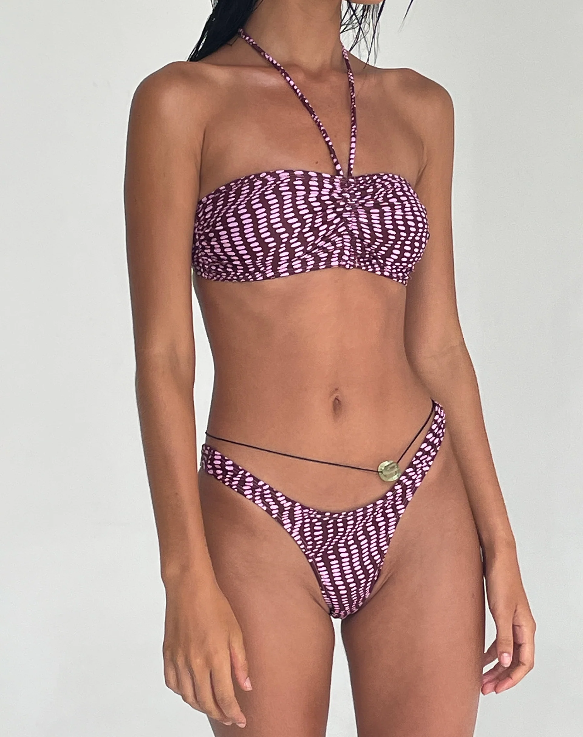 Raqui Bikini Top in Purple Irregular Polka - Image 5