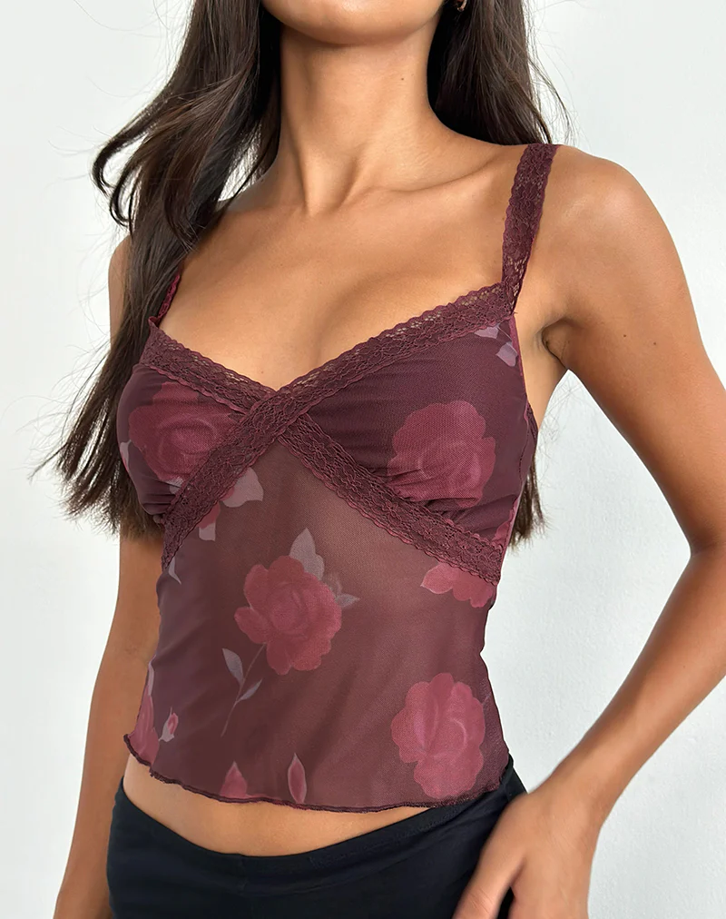 Rasa Cami Top in Blooming Rose Burgundy - Image 5
