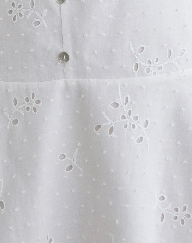 Raspati Mini Dress in Broderie White - Image 5
