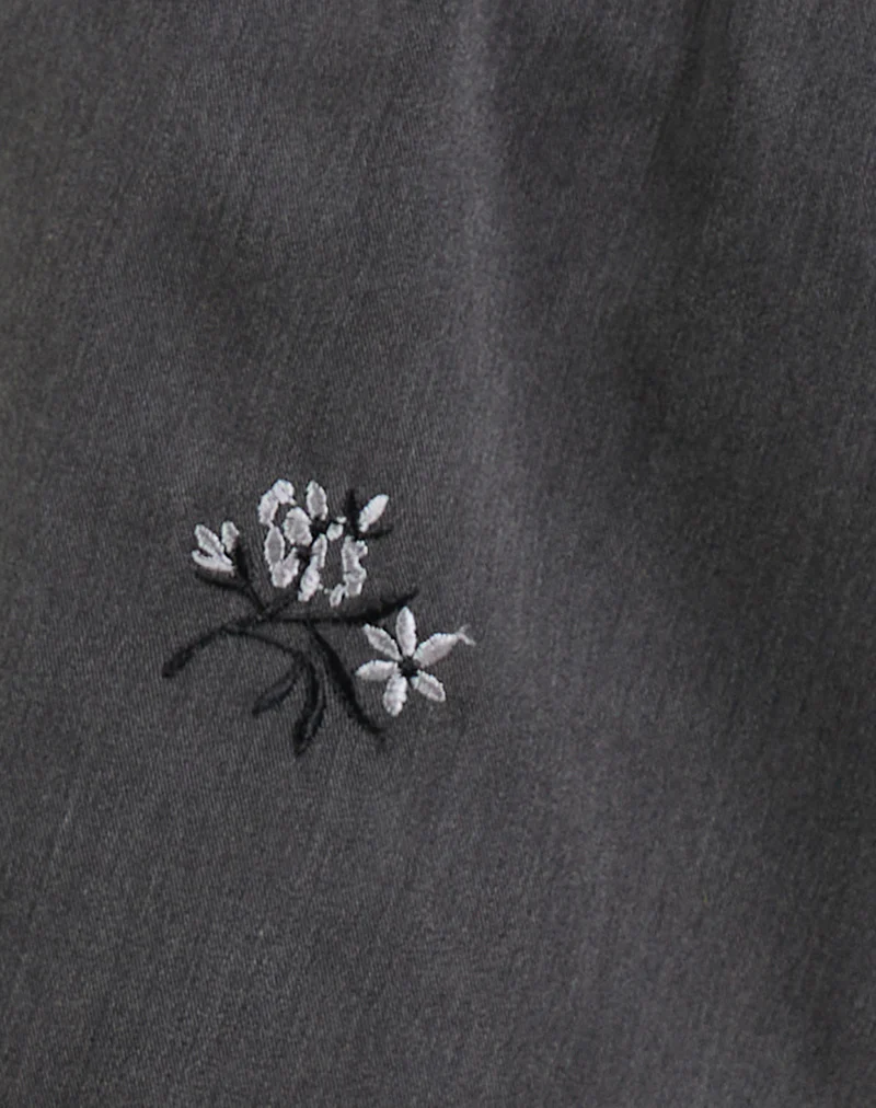 Rata Shorts in Floral Embroidered Charcoal - Image 6