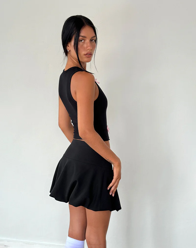Rave Vest Top in Black with Pink Bows - Image 3