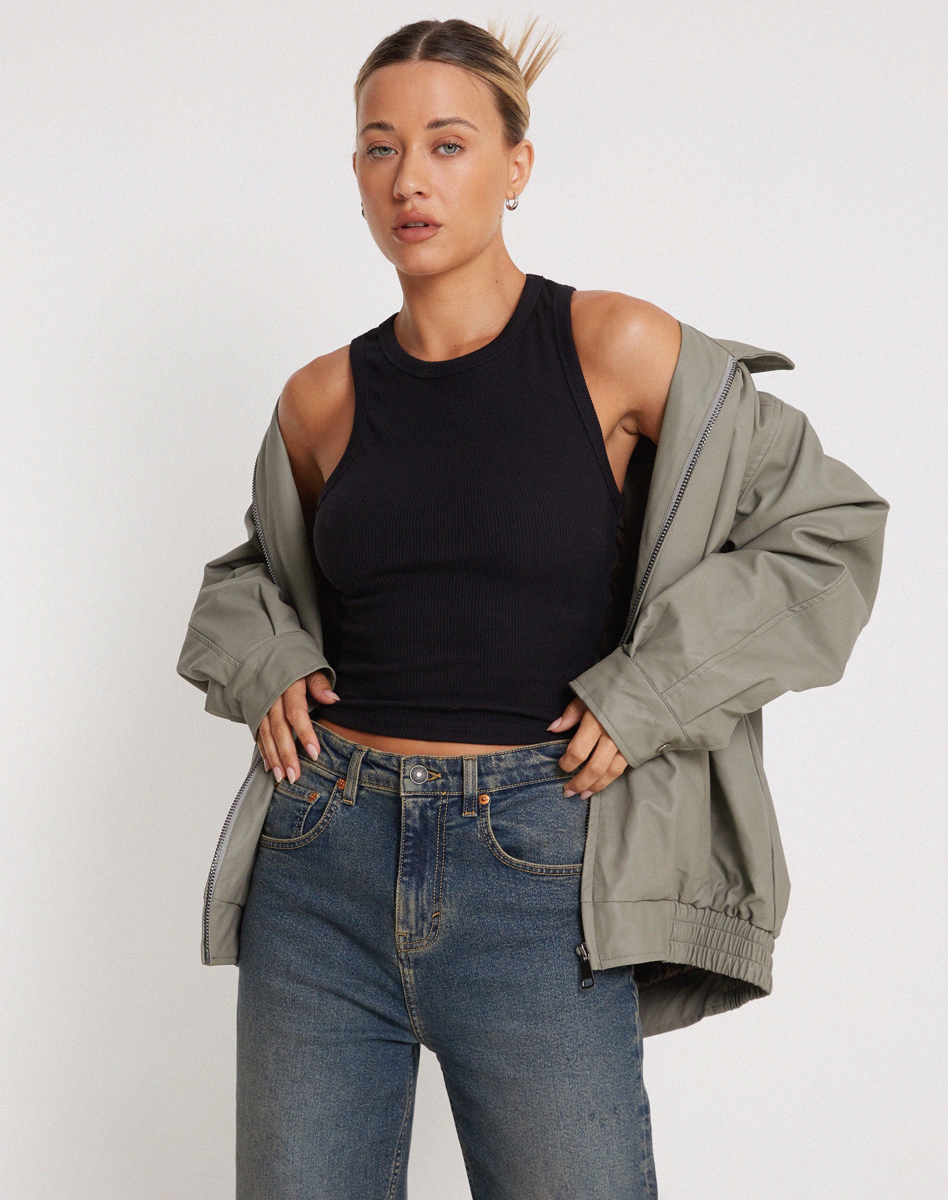 Rave Vest Top in Rib Black - Image 3