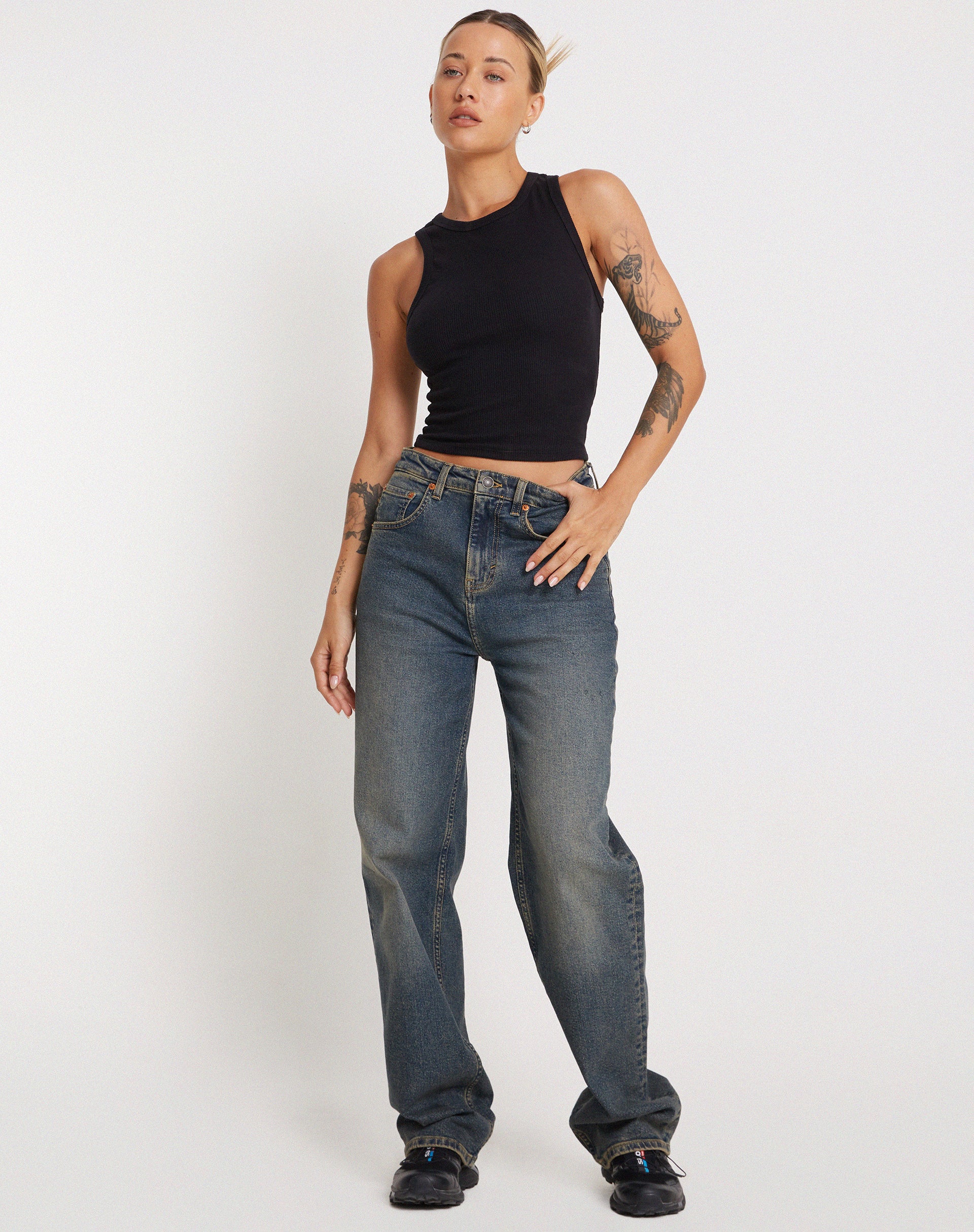 Rave Vest Top in Rib Black - Image 5