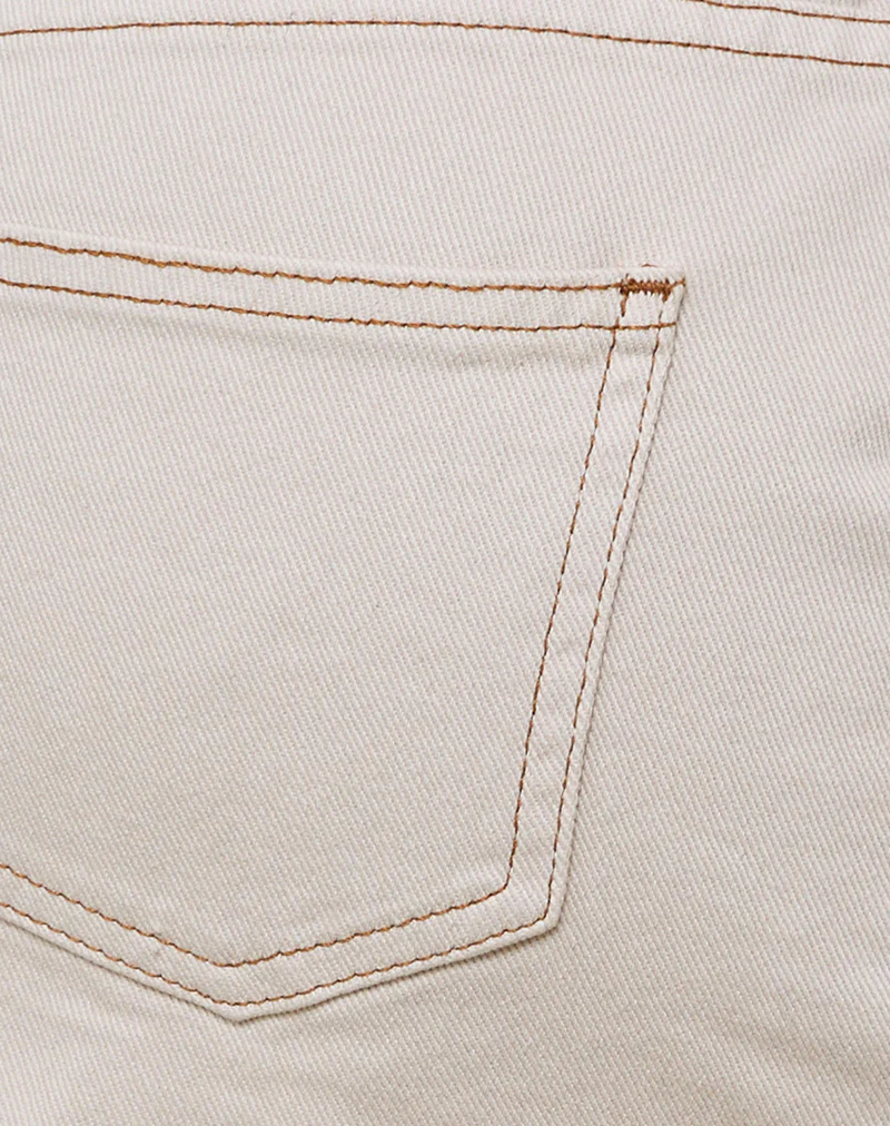 Raw Hem Denim Mini Skirt in Off White - Image 6
