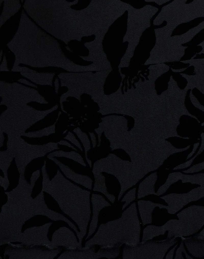 Rawson Mini Dress in Flock Leaf Flower Black - Image 5