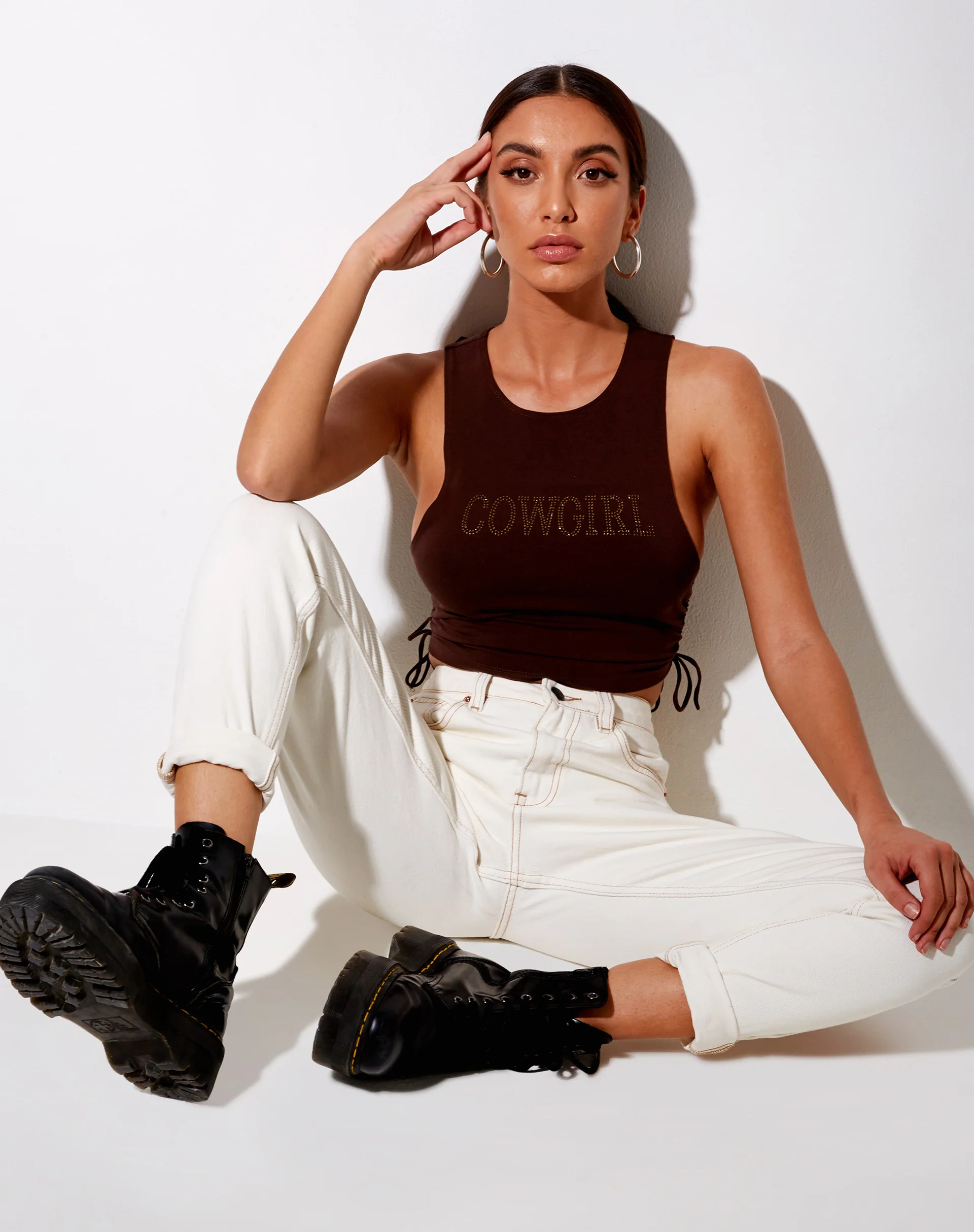 Raze Vest Top in Brown 'Cowgirl' Hotfix - Image 5