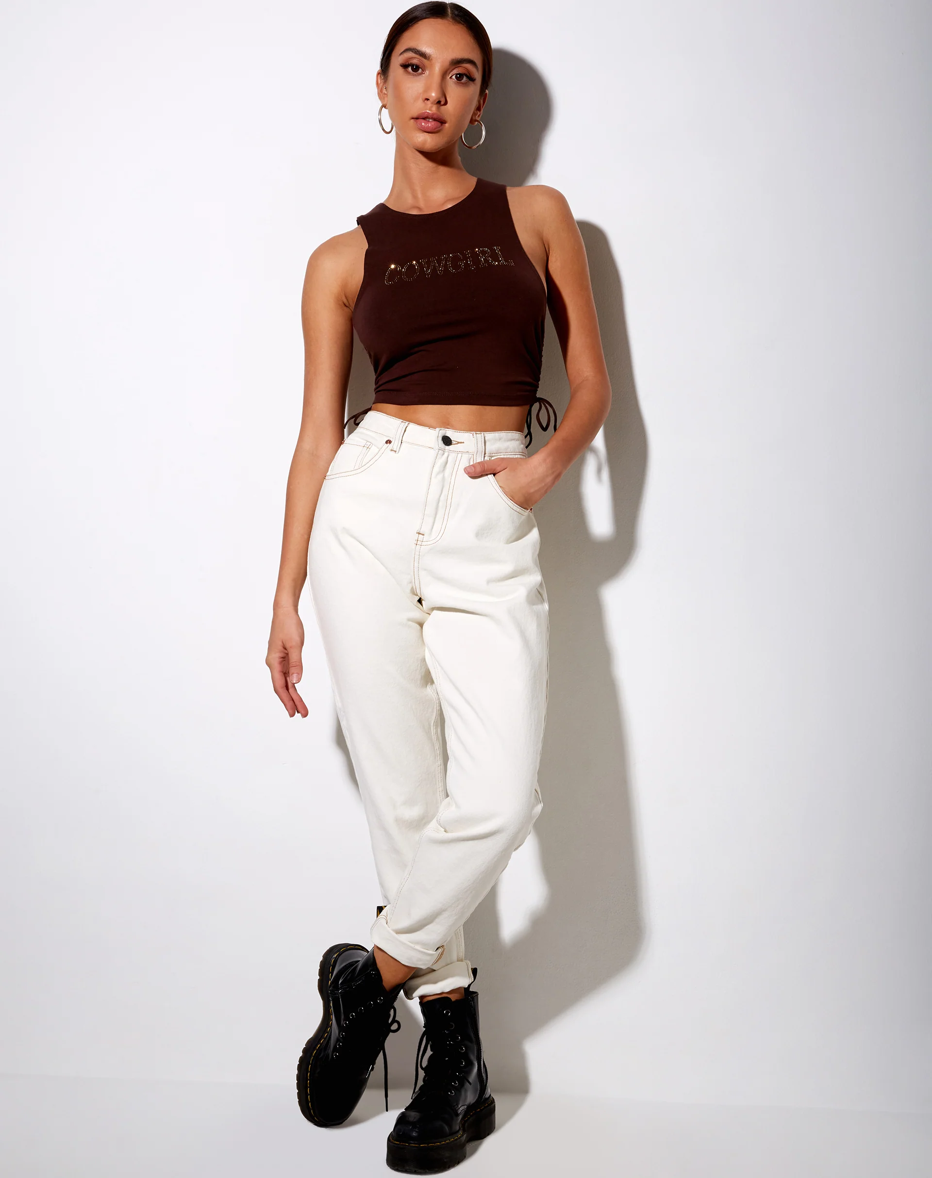 Raze Vest Top in Brown 'Cowgirl' Hotfix - Image 6
