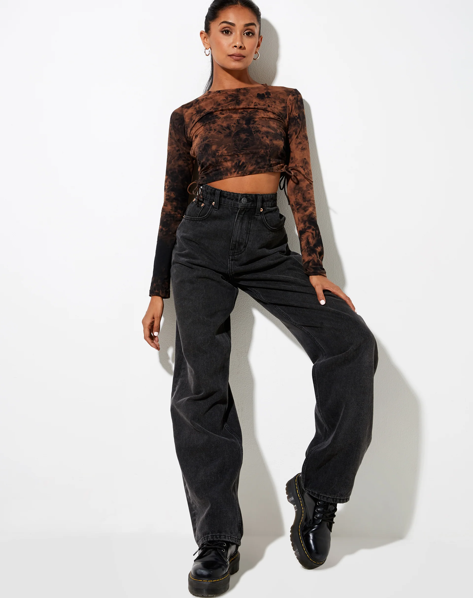 Razelo Crop Top in Black Rust Tie Dye - Image 5