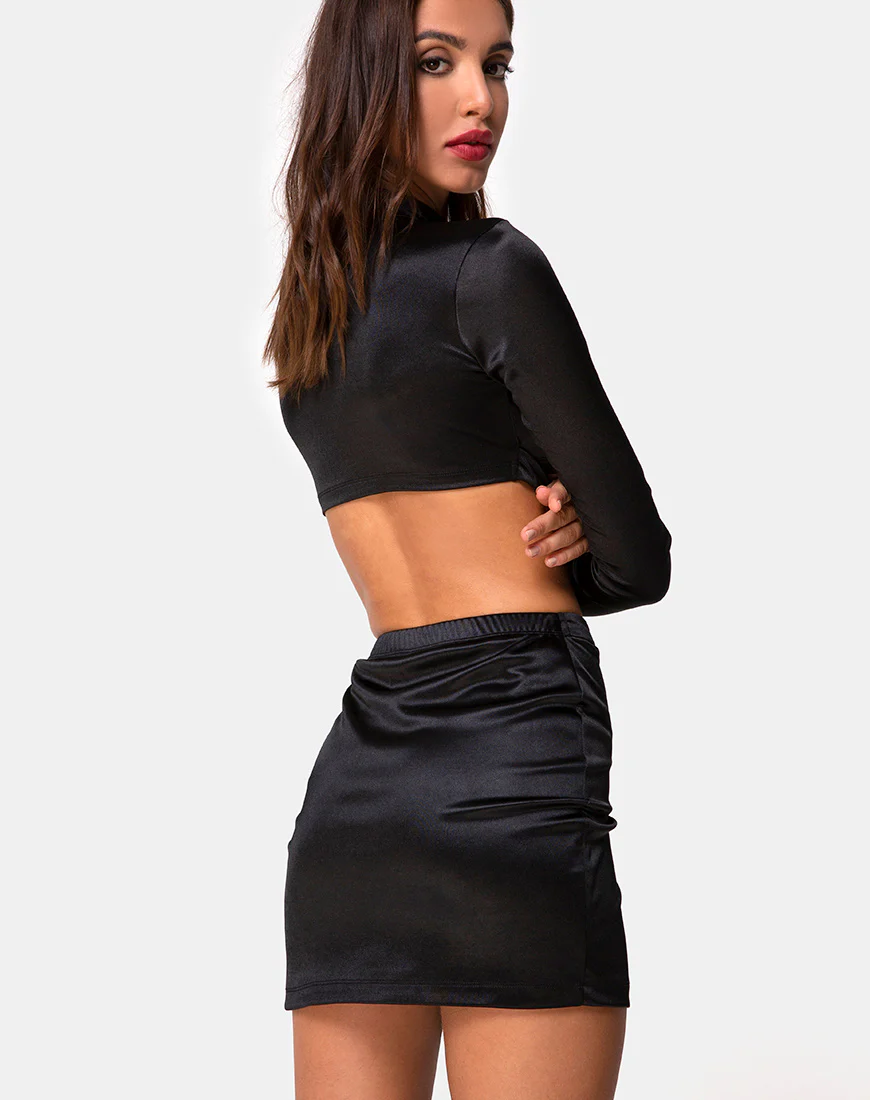 Reblit Skirt in Black - Image 2